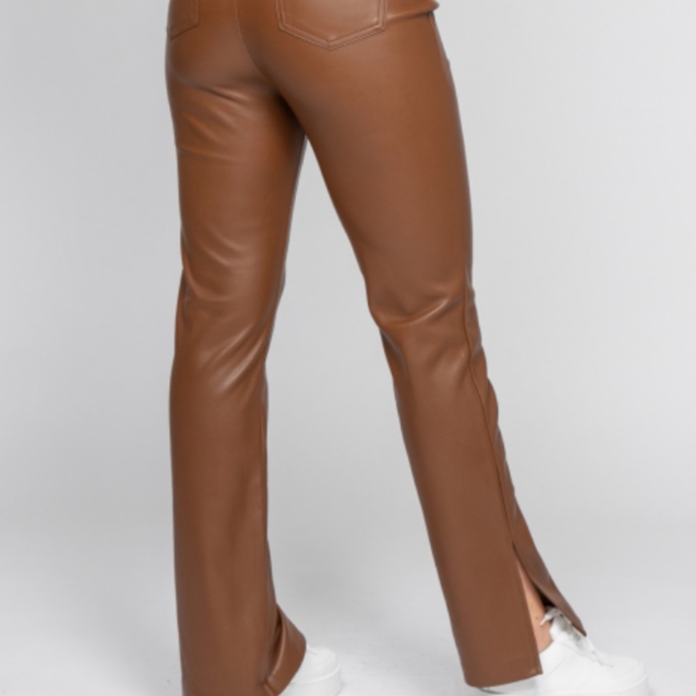 brown leather pants